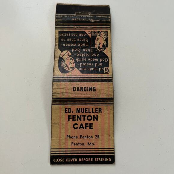 Ed. Mueller Fenton Cafe Dancing Fenton MO Vintage Matchbook Cover SMB17-6 - Picture 2 of 2